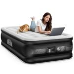Air Mattress with Built-in Pump Raised for Guests Home, 18″ Blow Up Mattress Self Inflatable Mattress in 2 Mins Portable Foldable Anywhere Air Bed with Carrying Bag Colchones Inflables