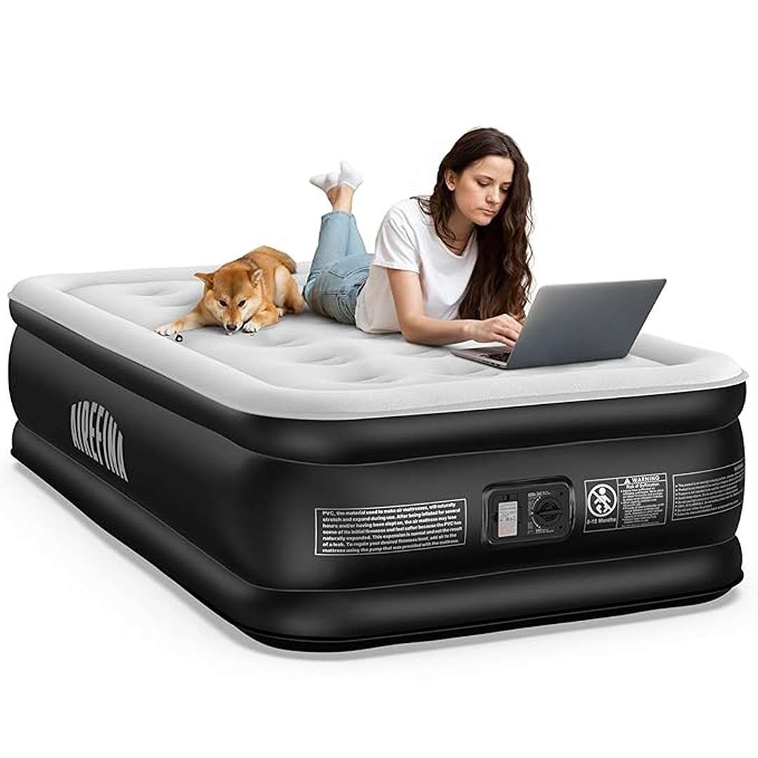 610qpFUfFGL._SX679__11zon Air Mattress with Built-in Pump Raised for Guests Home, 18″ Blow Up Mattress Self Inflatable Mattress in 2 Mins Portable Foldable Anywhere Air Bed with Carrying Bag Colchones Inflables - Image 1